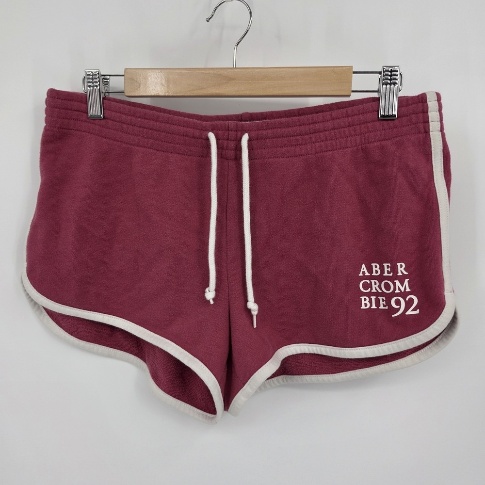 VTG Y2K Abercrombie & Fitch Mini Shorts Spellout Sweat Gym Lounge Sz M Dolphin